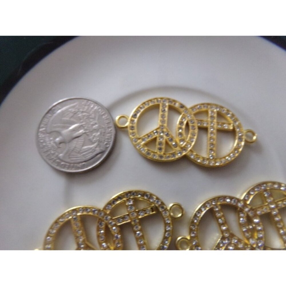 Clear Rhinestone Peace Sign & Cross Connector Set - Picture 2 of 2